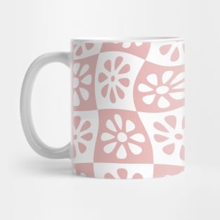 Blush Pink Wavy Floral Checkers Mug